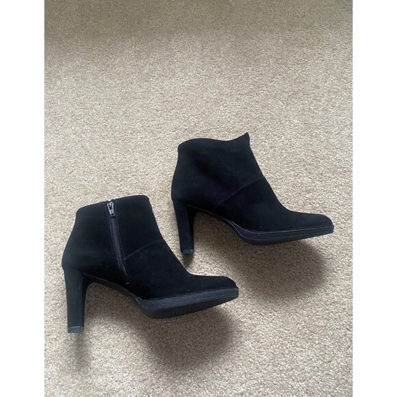 Stuart Weitzman Womens Honcho Black Suede Platform Ankle Booties Size 6 LIKE NEW - Picture 1 of 12